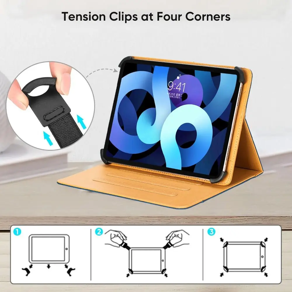 Funda tableta cuero PU bicolor con soporte multiángulo antigolpes - imagen 5