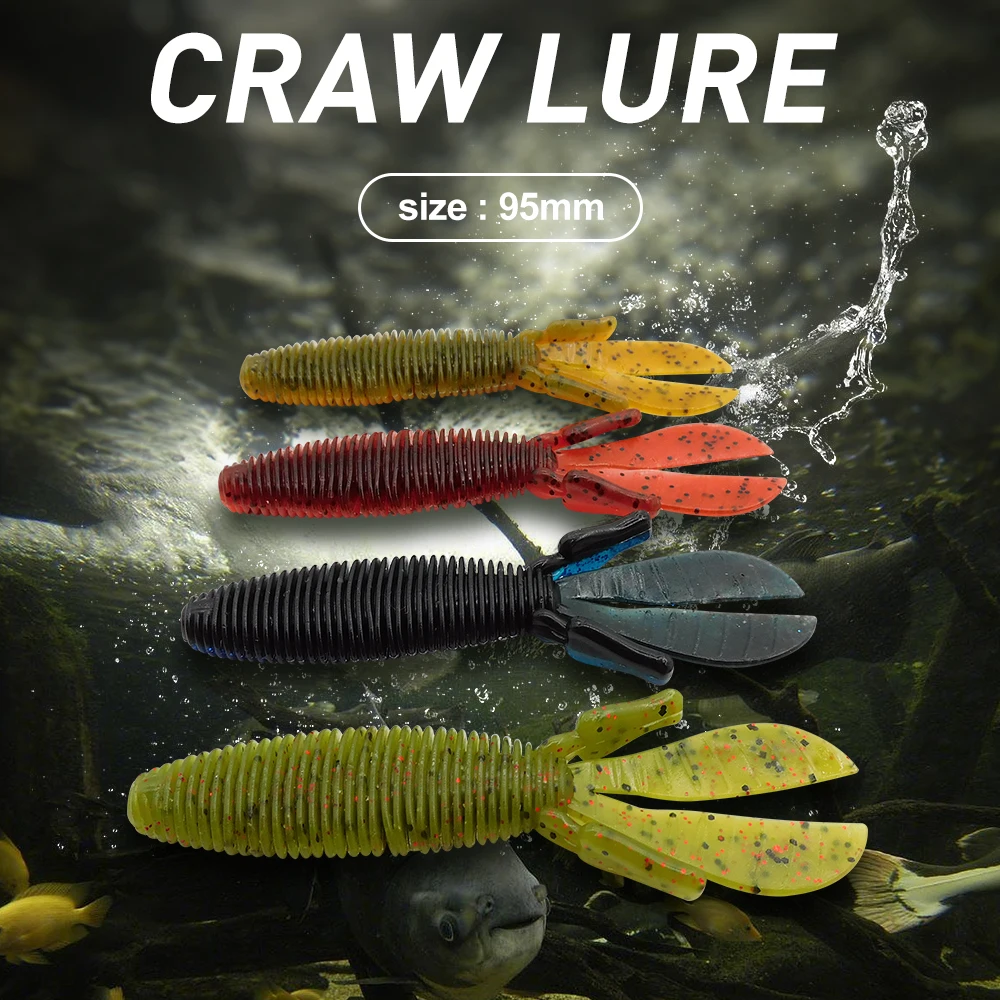 ESFISHING Isca cebos artificiales de plástico blando MD Craw 95mm 6 uds lesiones sales cangrejo Pesca señuelo aparejos para lubina - imagen 3