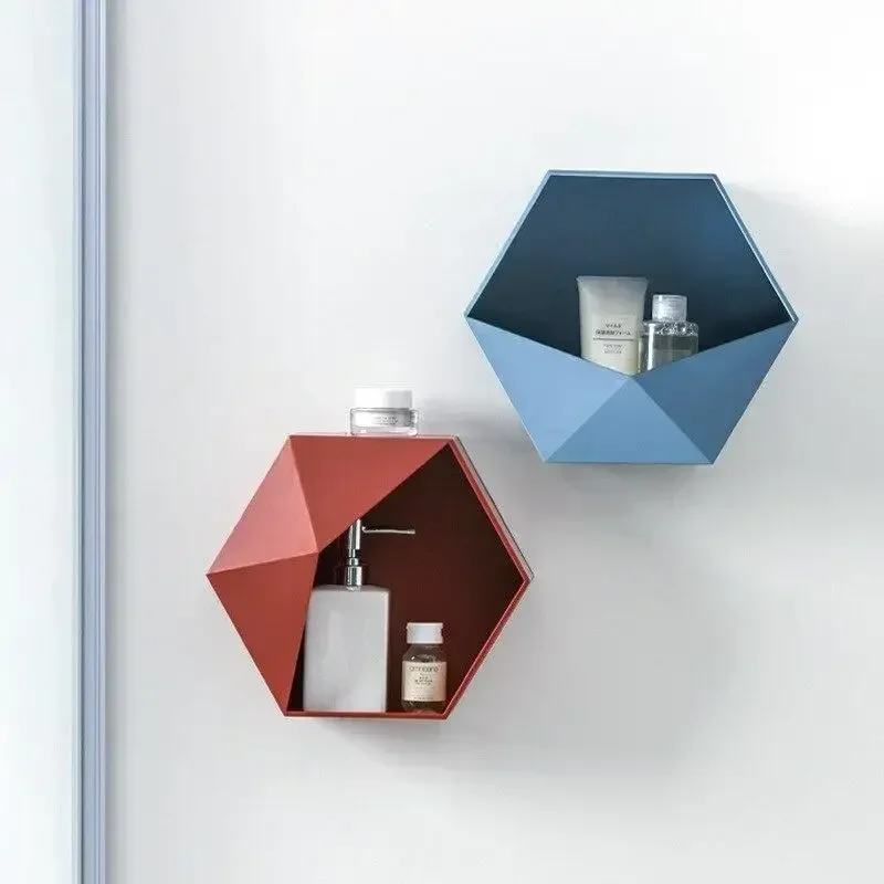 Estante de pared hexagonal de madera estilo nórdico para decoración - imagen 4