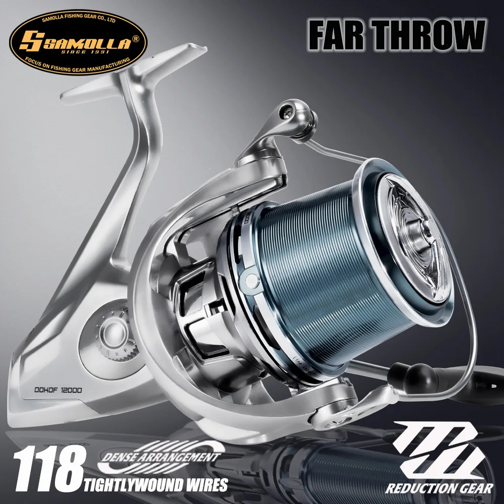 SAMOLLA carrete de pesca de agua salada giratorio 1200-16000 10 + 1BB 4,1: 1 arrastre máximo 25KG gusano Sharft carretes a prueba de agua pesca de carpa