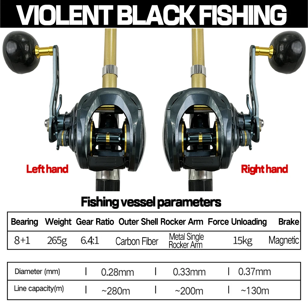Carretes de pesca Baitcasting ultraligeros FA500H carrete profundo 6,4:1 cebo Finesse carrete de fundición de juego grande frenos magnéticos de potencia de doble fila - imagen 3