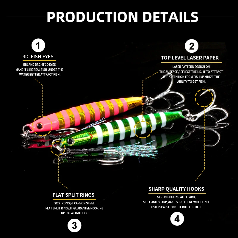 Jig de Metal para trabajo mágico, productos de pesca, señuelo de pesca de 20g, 30g, 40g, 60g, cebos de perca, plantilla para cebo Artificial de mar, aparejos de señuelos de Jigging - imagen 2