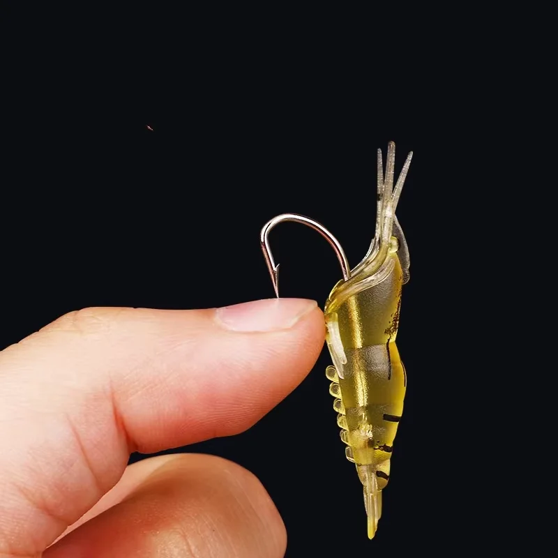 10 Uds. Cebo de pesca de camarones biónicos artificiales 4cm señuelos de camarones de ciruela realista suave para pesca con caña - imagen 5