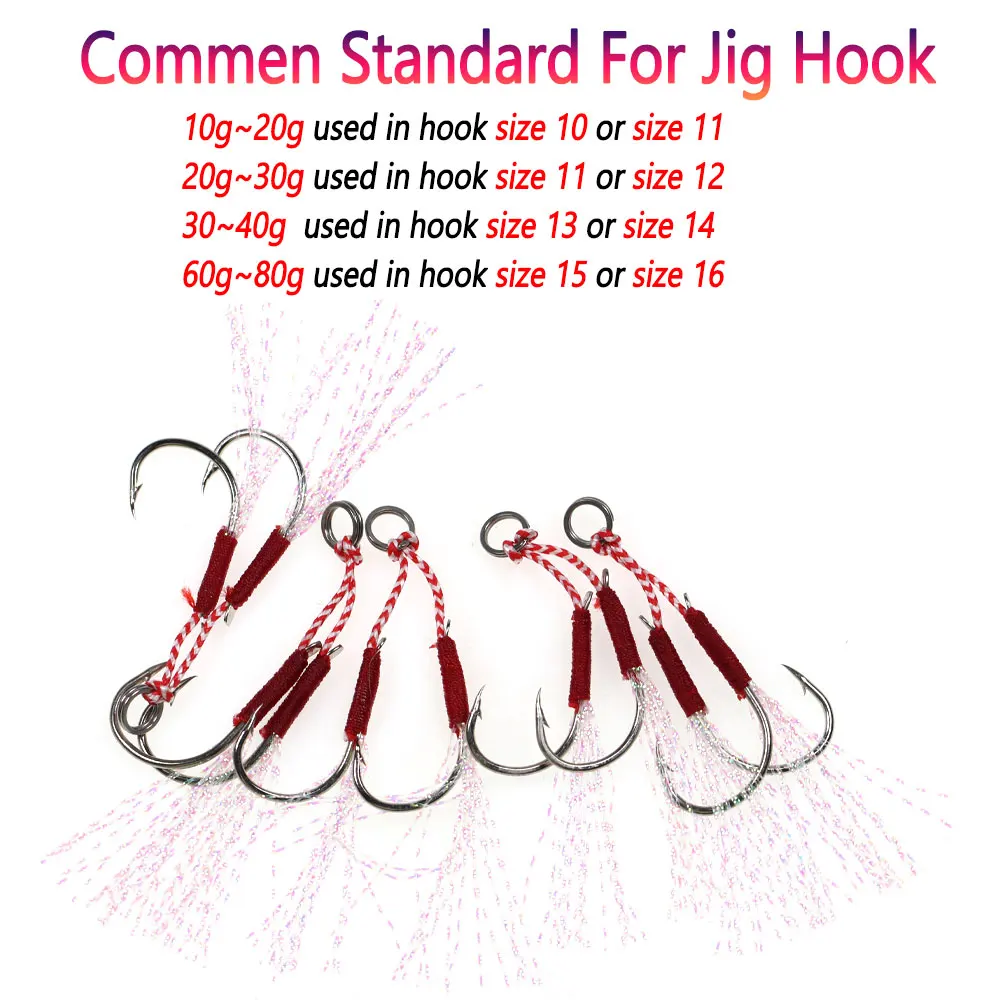 Bimoo-anzuelos de asistencia para Pesca en el mar, anzuelos de Metal con púas dobles para Jigging lento, de acero con alto contenido de carbono, 20 pares - imagen 4