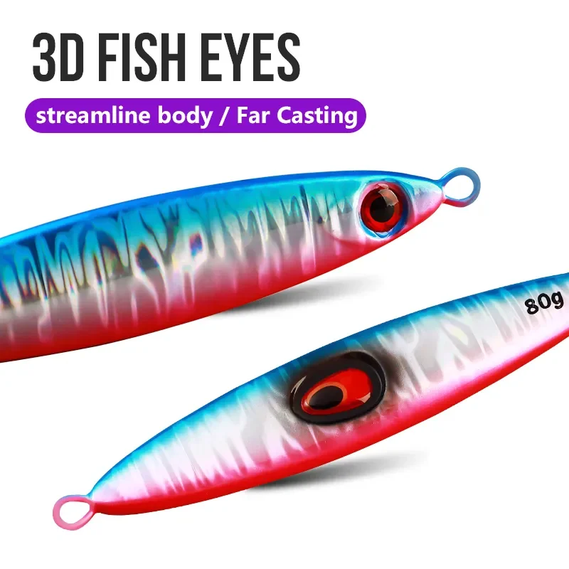 TAIYU-señuelos de pesca de mar, 40g, señuelos de Jigging de Metal, ojos 3D que se hunden, Wobblers pintados con láser, cebo duro Artificial, aparejos de pesca - imagen 3