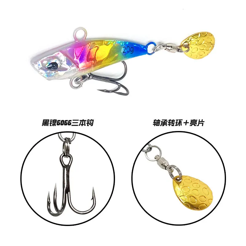 Gran oferta 7/10/15/20g ojos 3D Metal Vib hoja señuelo hundimiento vibración cebos vibración Artificial para lubina Pike perca pesca 5 colores - imagen 2