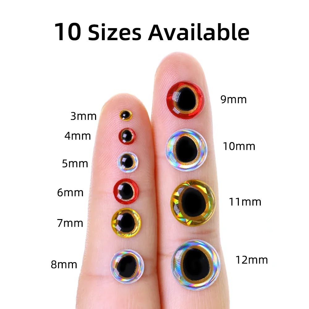 Ojos 3D holográficos para montaje de moscas Streamer – 3-12mm - imagen 3