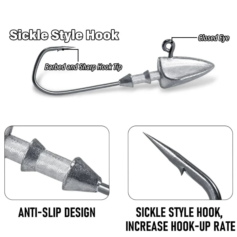 Anzuelo con cabeza de anzuelo de Metal, 3,5g, 10g, 21g, 35g, peso, vástago de manivela, anzuelo afilado, equipo de plomo, Pesca para señuelo suave, aparejos de Pesca Texas Rig - imagen 5
