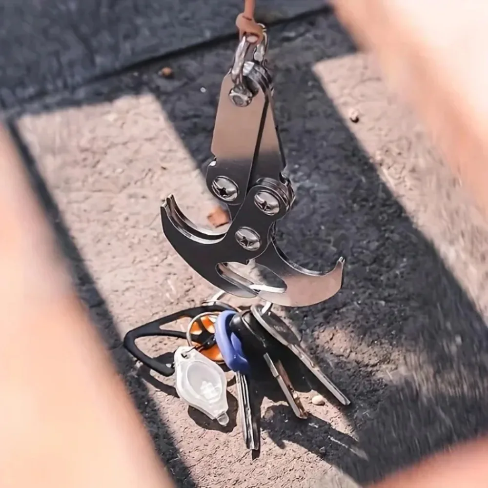 Gancho de agarre de acero inoxidable de alta calidad, mosquetones plegables, gancho duradero, portátil, garra de escalada para exteriores - imagen 3