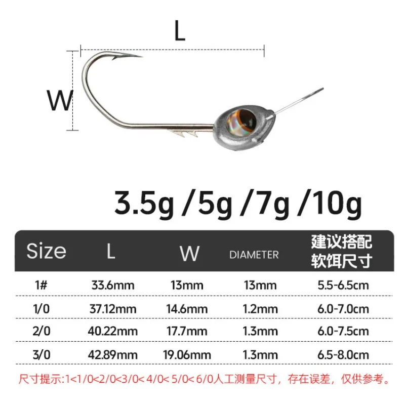 Anzuelo jig head plomado minnow con anzuelo 4X reforzado para fondo - imagen 2