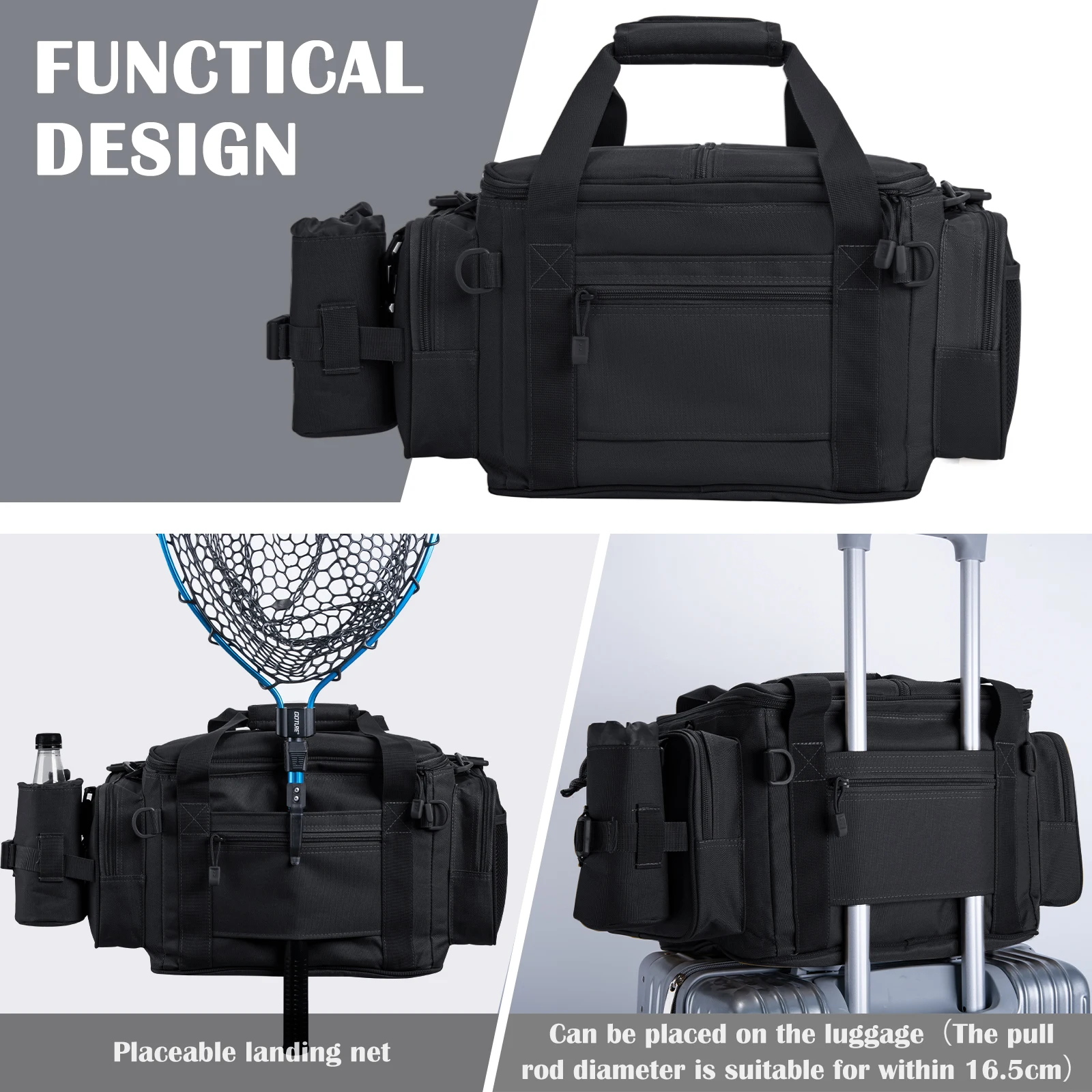 Goture-mochila impermeable para pesca con mosca, bolsa de almacenamiento de equipo de pesca, 45x30x24cm, bolsa de aparejos de pesca de calidad, paquete de caja de señuelos Oxford 600D - imagen 3