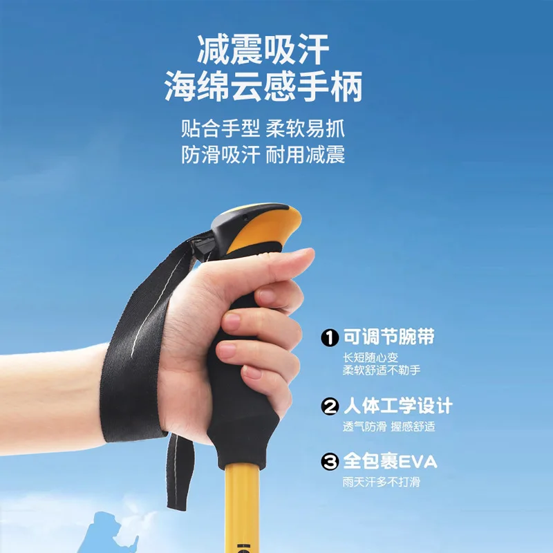 Palo de Trekking plegable para exteriores de 3 secciones, bastón portátil para caminar y senderismo para personas mayores nórdicas, telescópico, fácil de poner en bolsa - imagen 4