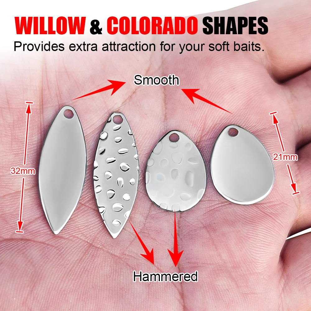 Spinpoler latón Colorado hoja de sauce hoja reflectante plata Spinner señuelo hacer accesorios de pesca tabletas de ruido aparejos de Metal - imagen 3