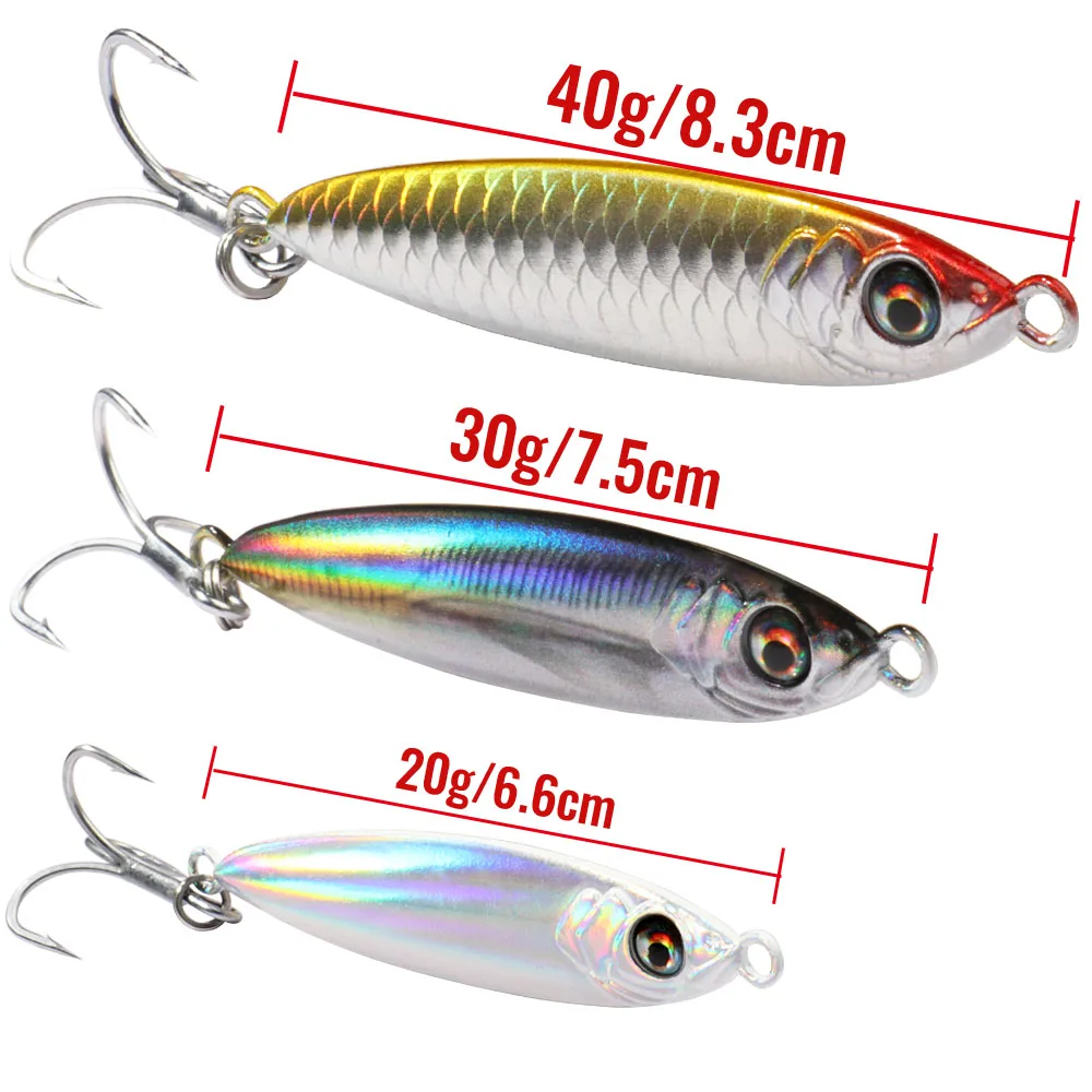 Señuelo de plantilla de Metal, 20g, 30g, 40g, cuchara giratoria, Color de ojo 3D, aparejos de Pesca giratorios con láser, anzuelo Popper, Swimbait, Pesca Spinnerbait - imagen 2