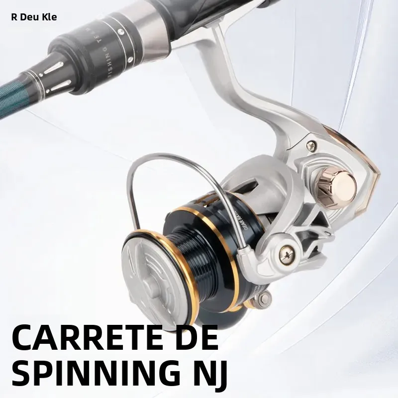DEUKIO Carrete Spinning Agua Salada – Empuñadura Metal Arrastre Fuerte