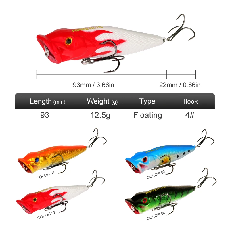 ILURE-señuelo de pesca de 8 piezas, cebo duro Artificial, Wobblers, Crankbait flotante, aparejos de trucha y lubina, 12,5g 93mm - imagen 2