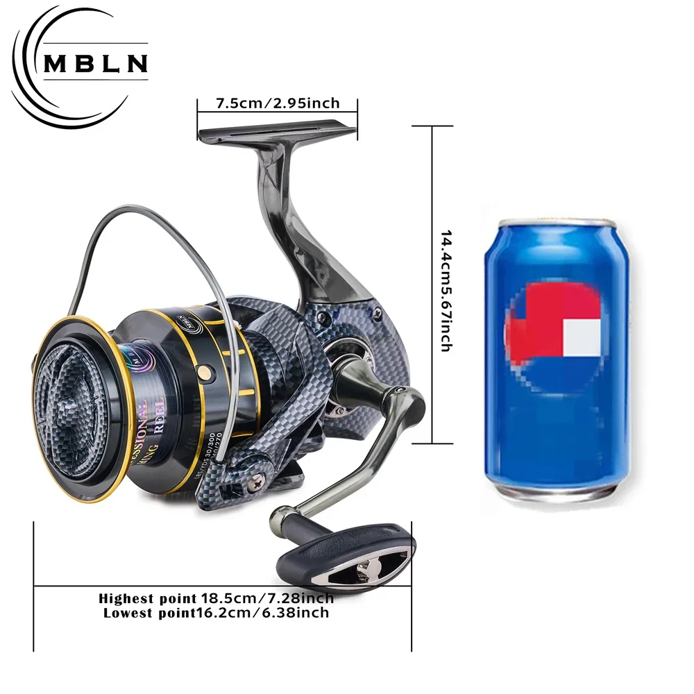 Carrete giratorio MBLN Fashion Carbon Shell, pie de aleación, mango, engranaje y carrete, arrastre máximo de 25 kg para fundición suave - imagen 4