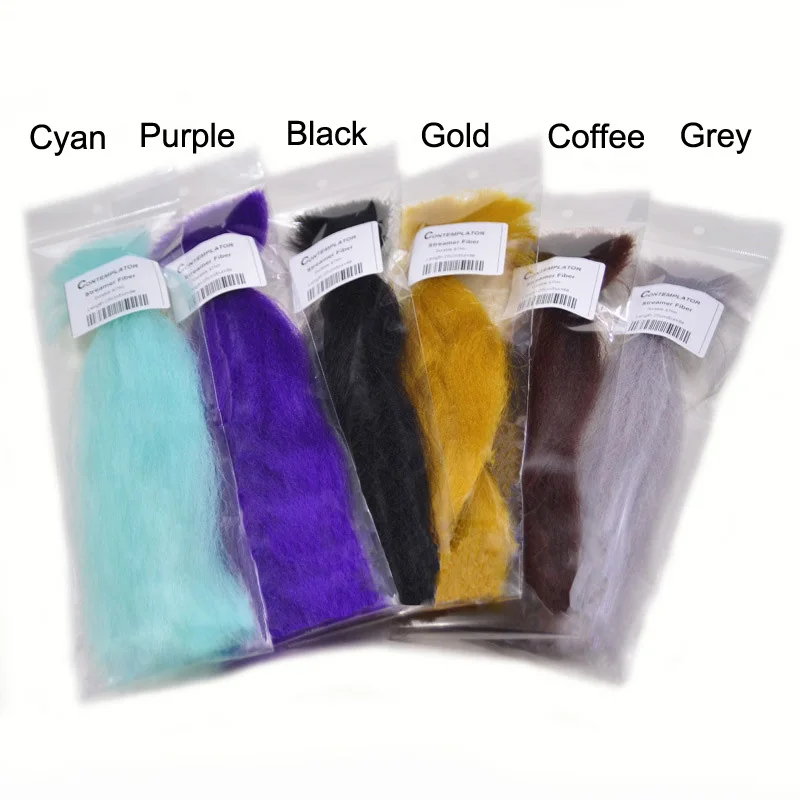 Señuelo de fibra sintética para pesca de trucha, 6 bolsas, 6 colores surtidos, pelo fino, suave, para pececillos, materiales para agua salada - imagen 2