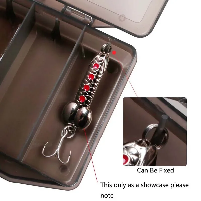 Caja de almacenamiento de aparejos de pesca con 5 compartimentos, señuelo de pesca con mosca, cuchara, anzuelo, caja de aparejos, herramientas de accesorios de pesca - imagen 2