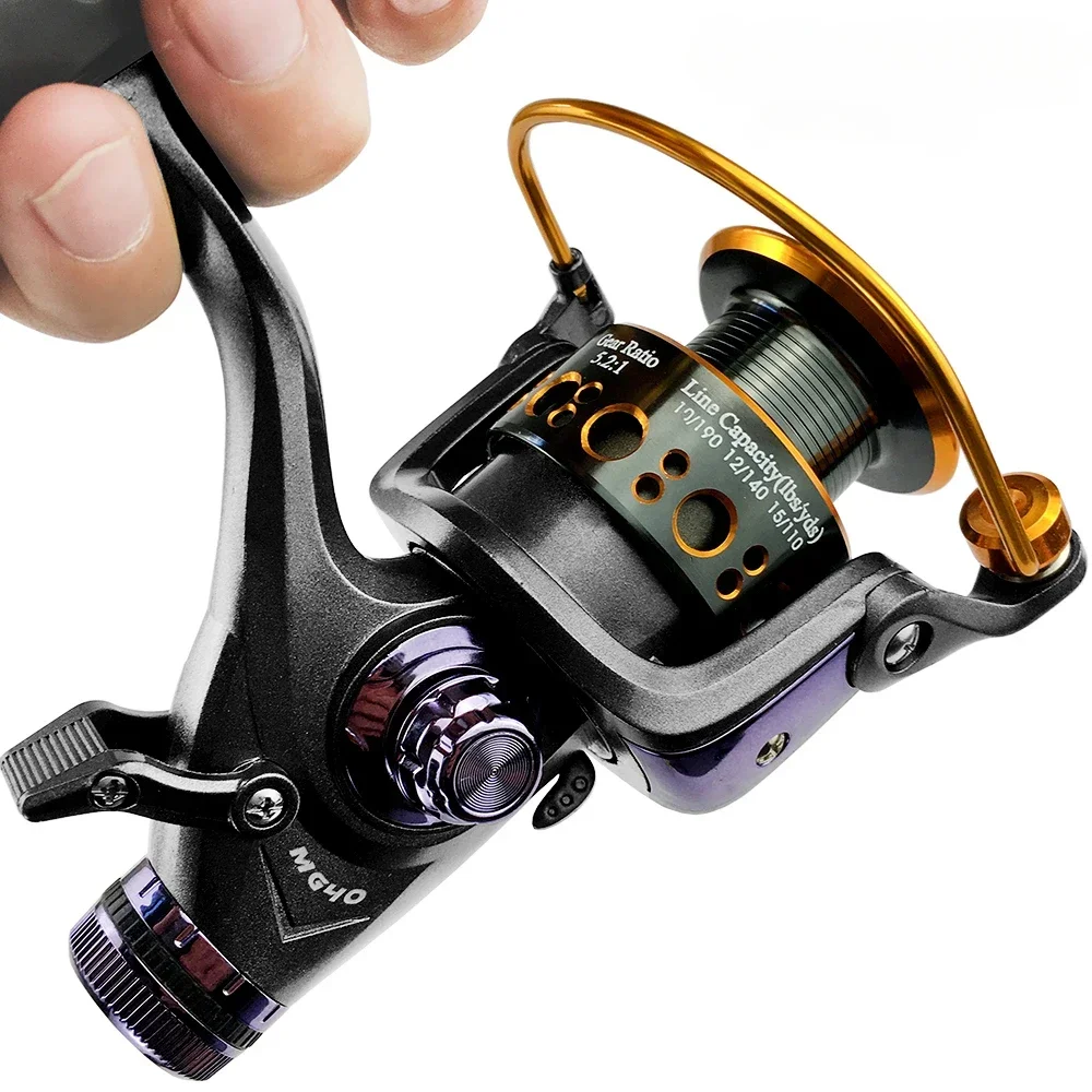 Carrete de pesca giratorio 5,0: 1/5,2: 1, para agua dulce/salada, doble freno, fundición suave, 3000-4000 - imagen 5