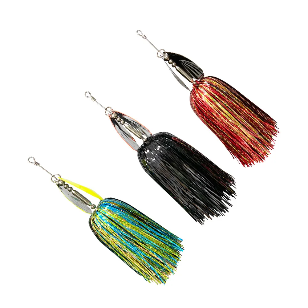 Mukun 1 pieza Buzzbait Metal Spinner señuelo de pesca 28 cm/96g Jig Spinner cebo lentejuelas señuelo Jig Head cucharas de Metal - imagen 5