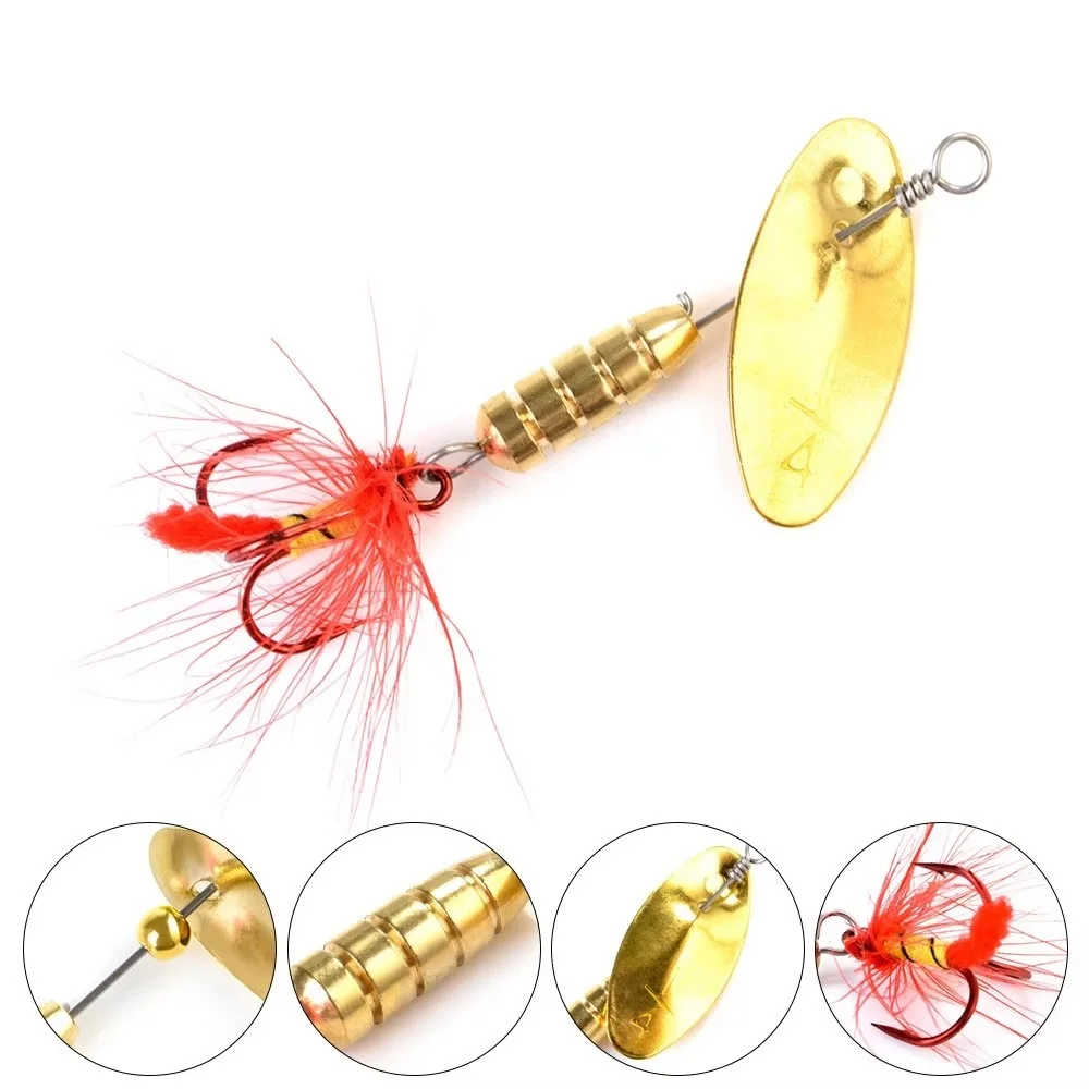 NGB 4 Uds cebo giratorio de Metal cuchara Señuelos de Pesca duros con anzuelos triples Peche Jig Anzuelos isca Pesca - imagen 3