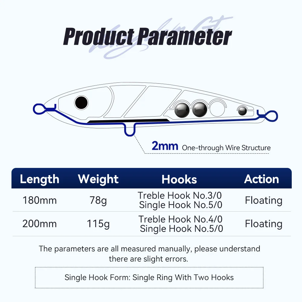 Kingdom GT-Señuelos tipo lápiz flotantes, 180mm, 78g, 200mm, 115g, señuelo de pesca de mar Topwater, cebos duros artificiales, cebo de pesca de agua salada - imagen 3