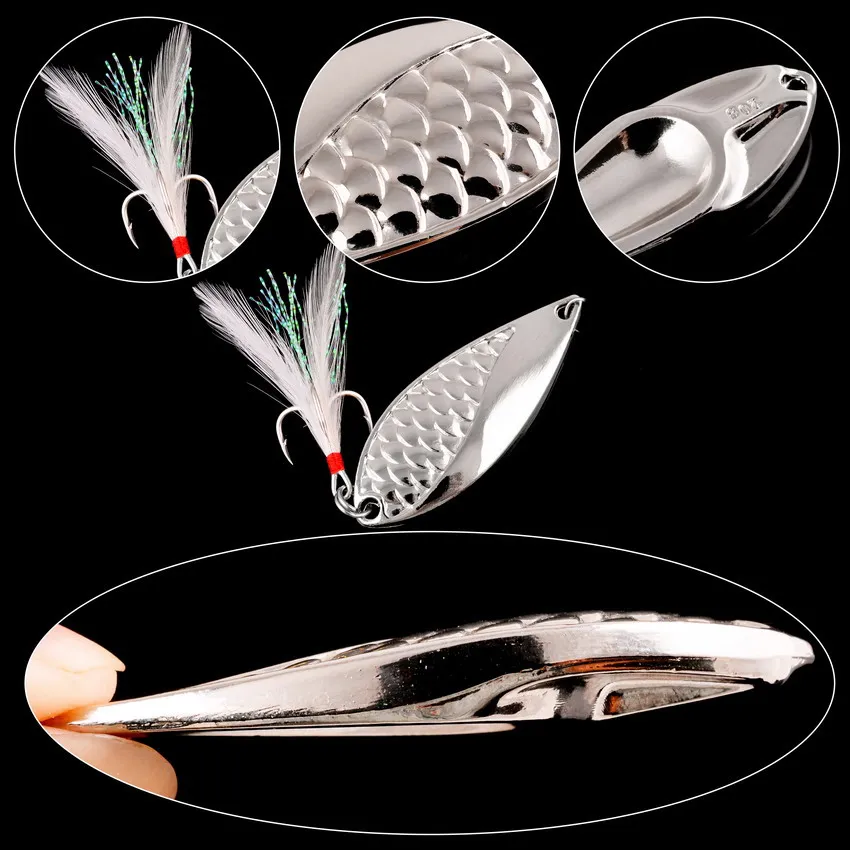 Cuchara giratoria de Metal para pesca de trucha, señuelo duro de lentejuelas, cebo Artificial de ruido, gancho de anillo giratorio, 1 piezas - imagen 4