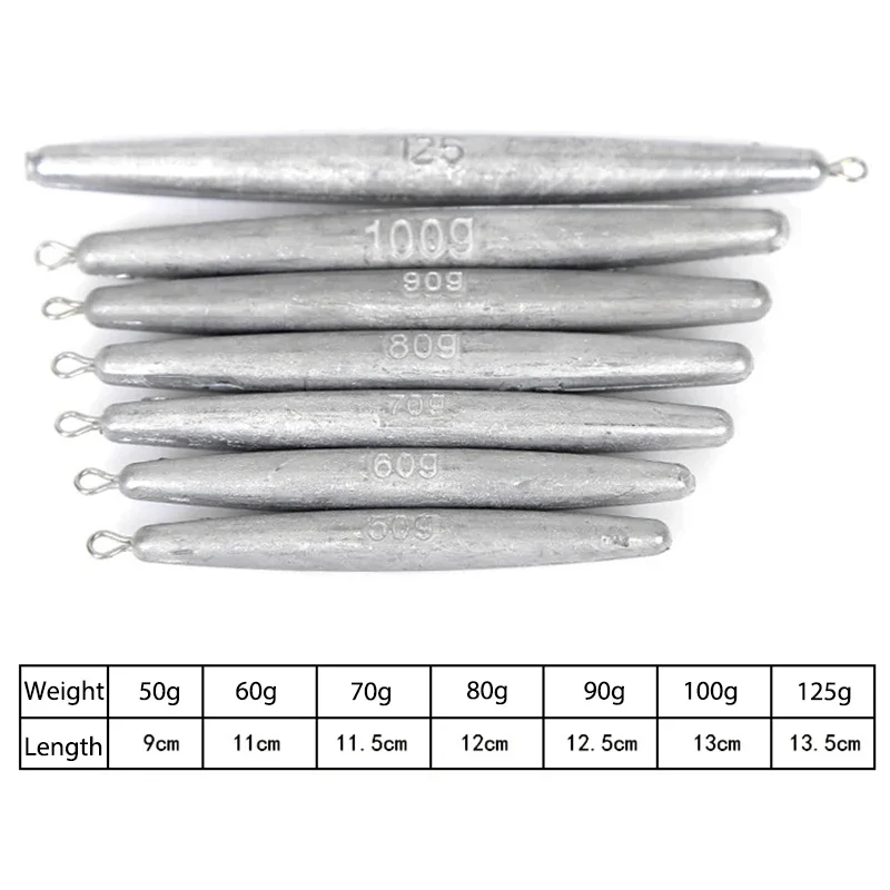 Plomo largo de plomo 30g/40g/50g/60g/70g/80g/90g/100g/125g/150g/200g pesas de plomo inferiores anticolgantes accesorios de pesca herramientas - imagen 2