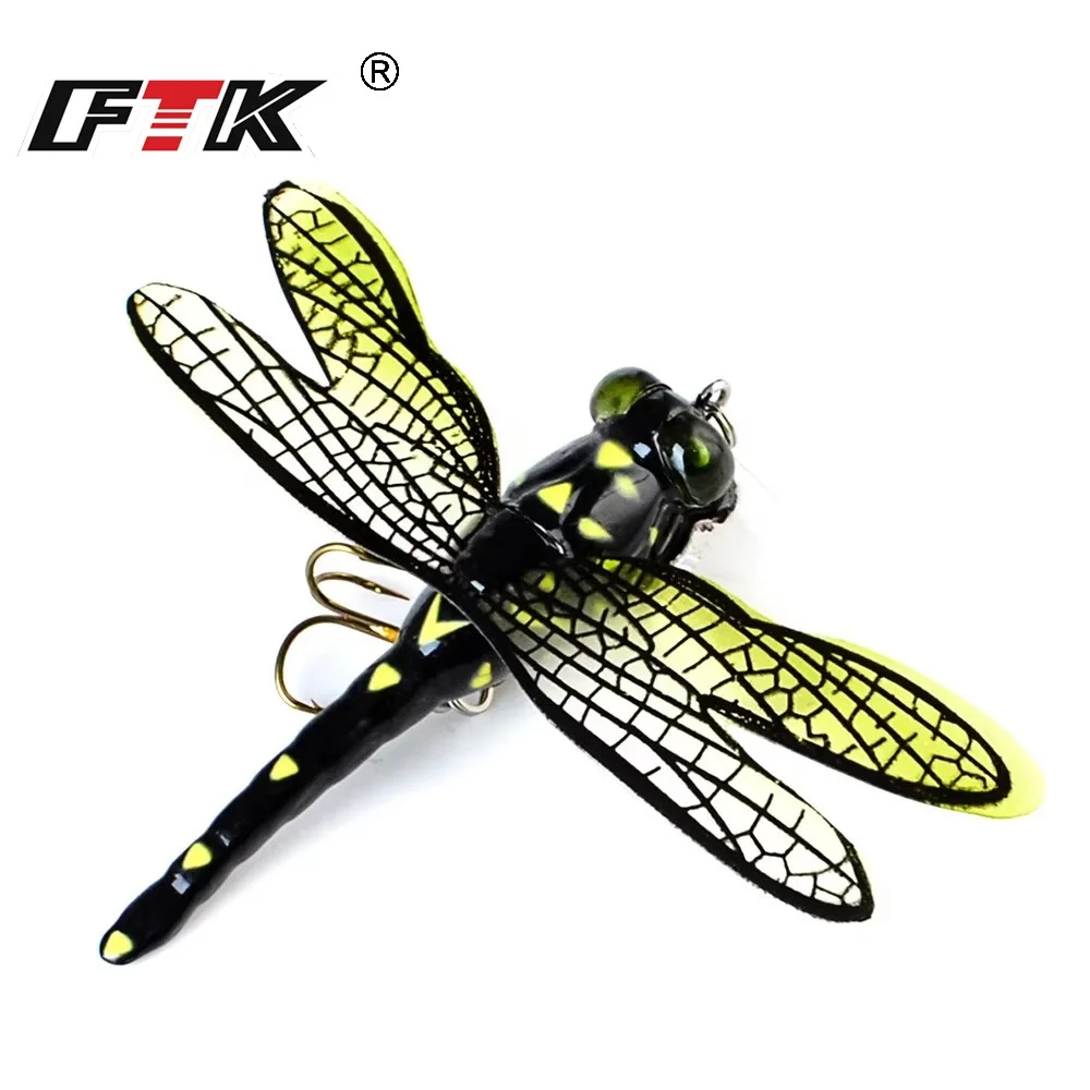 FTK 6g Topwater libélula moscas secas insecto señuelo de pesca con mosca 75mm trucha Popper cebo Artificial Wobblers para curricán señuelo duro