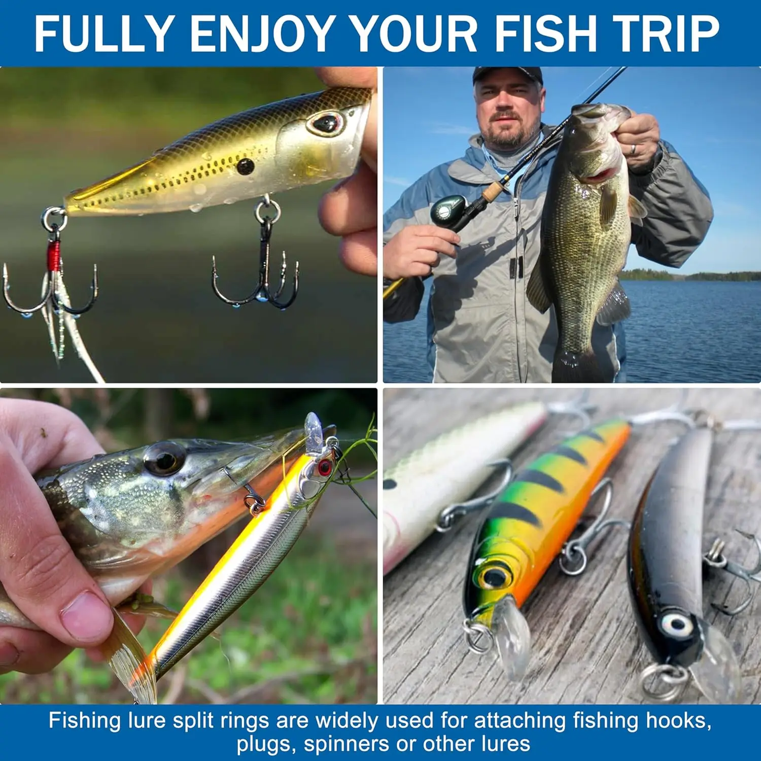 100 Uds. Anillos divididos de pesca, anillos de señuelo de acero inoxidable, anillos divididos de Hyber aplanados para Señuelos de Pesca, anillos a presión sólidos para agua salada - imagen 4