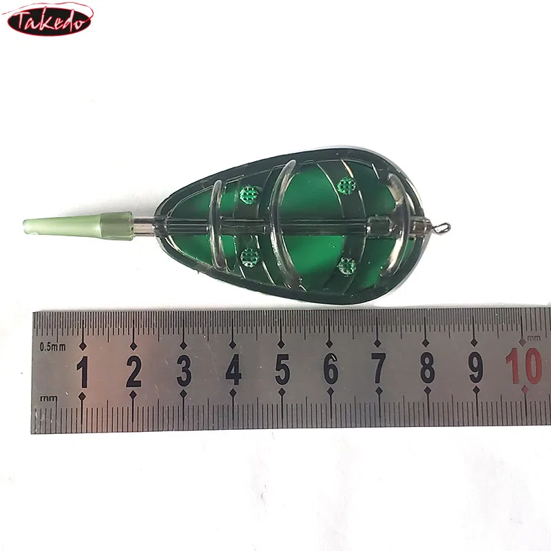 TAKEDO 20G 30G 40G 50G 60G alimentador plano método alimentador conjunto herramienta de pesca de carpa lanzador de cebo 2 uds alimentador de método con 1 molde de cebo - imagen 5