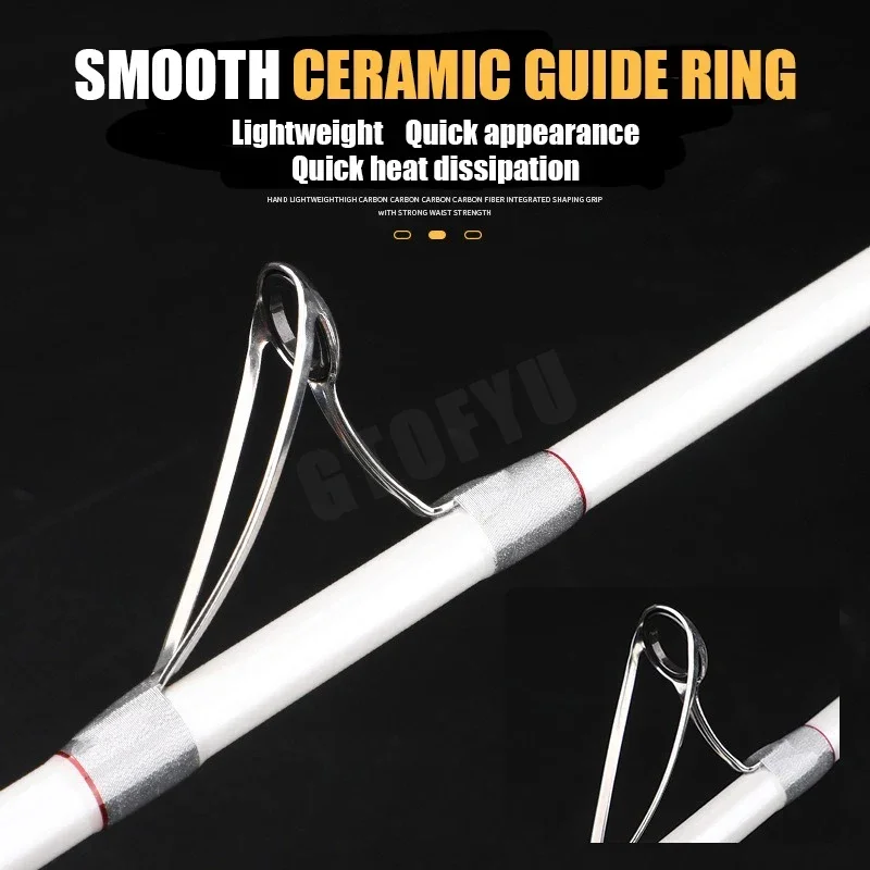 Caña de pescar portátil para balsa de barco, señuelo giratorio superdura, caña de pescar de carbono de 1,8 M, 2,1 M, 2,28 M, caña de pescar Jigging Trolling - imagen 5