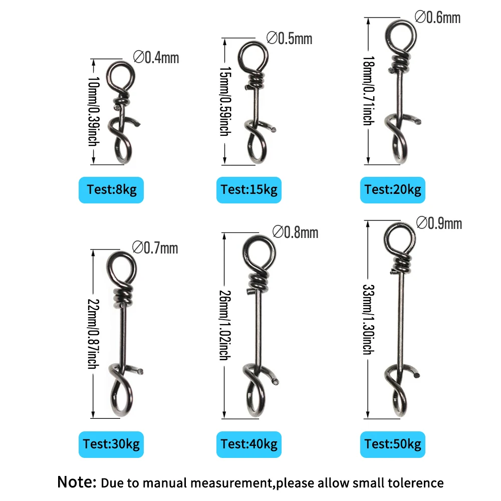 LIONRIVER 100pcs Stainless Steel Fishing Spring Clips Strengthend Quick Change Snaps Fishing Lure Rig Connector Accessories - imagen 2
