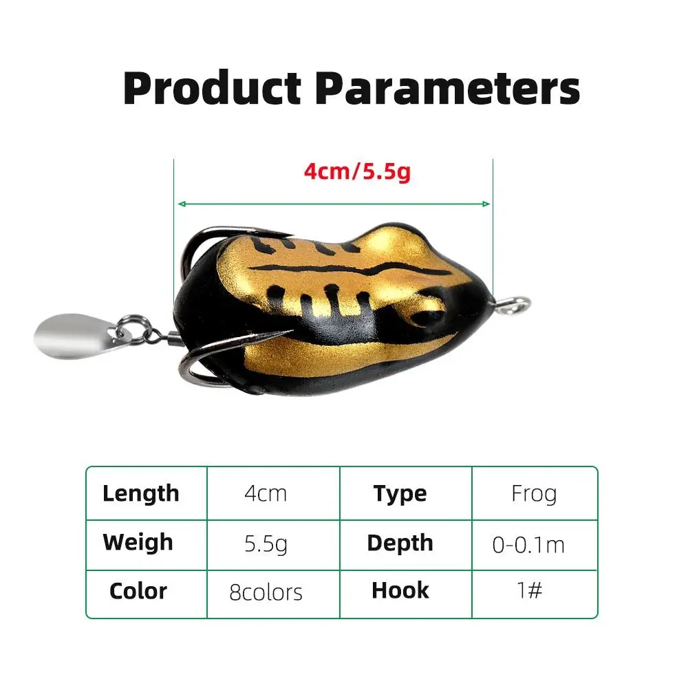 Señuelo de rana suave de 4cm/5,5g, Mini señuelo de pesca de rana, anzuelos dobles, cebo Artificial de Rayo de agua superior, 5 cajas de piezas - imagen 2