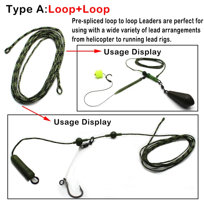 Línea de pesca de carpa lista atada Leadcore Drop Off Clip de plomo multi Clip giratorio de cambio rápido para accesorios de aparejo de helicópteros aparejos - imagen 4