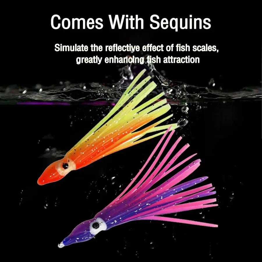Señuelos de pesca de calamar, paquete de 10 cebos de calamar, señuelos blandos de agua salada, 12cm, 5g - imagen 3