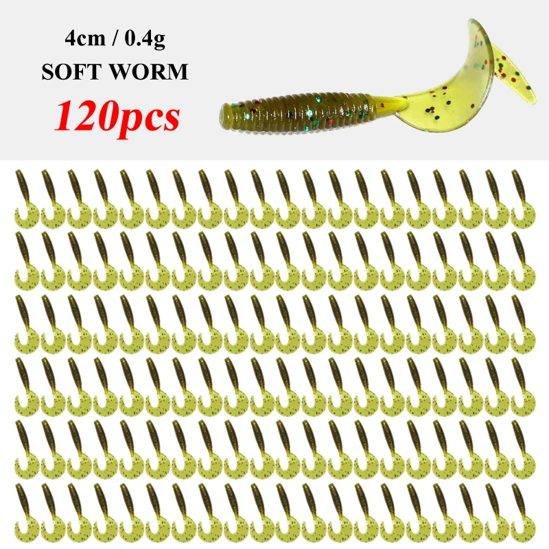 120Pcs New Soft Bait 4cm0.4g Fishing Lures Plastic Silicone Worm Moggot Grub Lure Saltwater Wobblers Carp Swimbait for Pike Tool - imagen 5