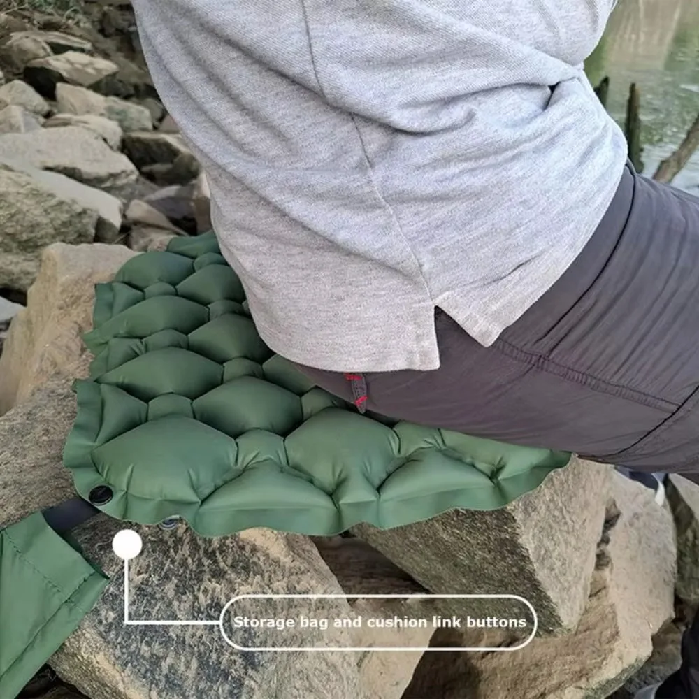 Cojín de asiento inflable plegable, ligero, resistente a la humedad y al agua, estera para silla de Camping con bolsa de almacenamiento, cojín para silla para senderismo - imagen 5