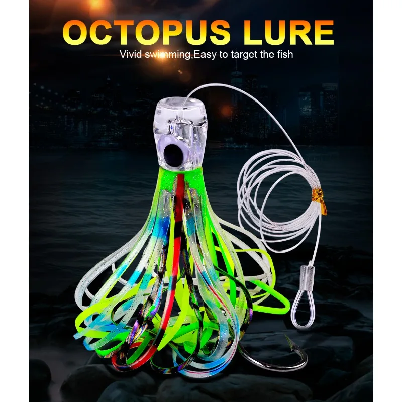 Color aleatorio, 1 unidad, 103g/22cm, señuelo de curricán, señuelo suave de pulpo acrílico, señuelo Artificial biónico de resina, equipo de barco de pesca de mar