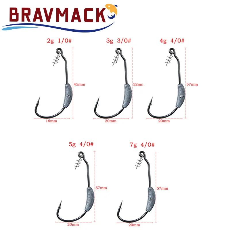 5 unids/caja Jig manivela cabeza anzuelo de púas 2g 2,5g 3g 5,5g 7g señuelo suave gusano anzuelo resorte tornillo bloqueo Pin aparejos de pesca - imagen 2