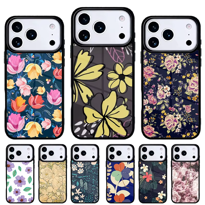 Funda Vintage con hojas y flores para iPhone 17 Air Pro Max
