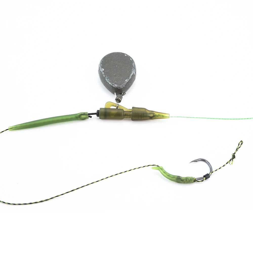 Hirisi-Juego de 10 Clips de plomo híbridos de cambio rápido para pesca de carpa con cola, cono de goma, manga antienredos, accesorios de pesca - imagen 5