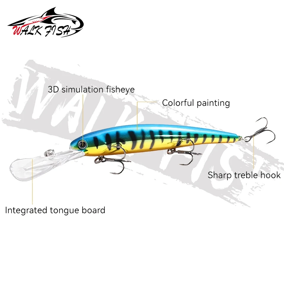 WALK FISH-señuelo de pesca Trolling, ojo de pez profundo, Wobbler, 12cm, 20g, Crankbait flotante, pececillo, lubina, cebo de Lucio, profundidad de 0-6m, aparejos de pesca - imagen 2