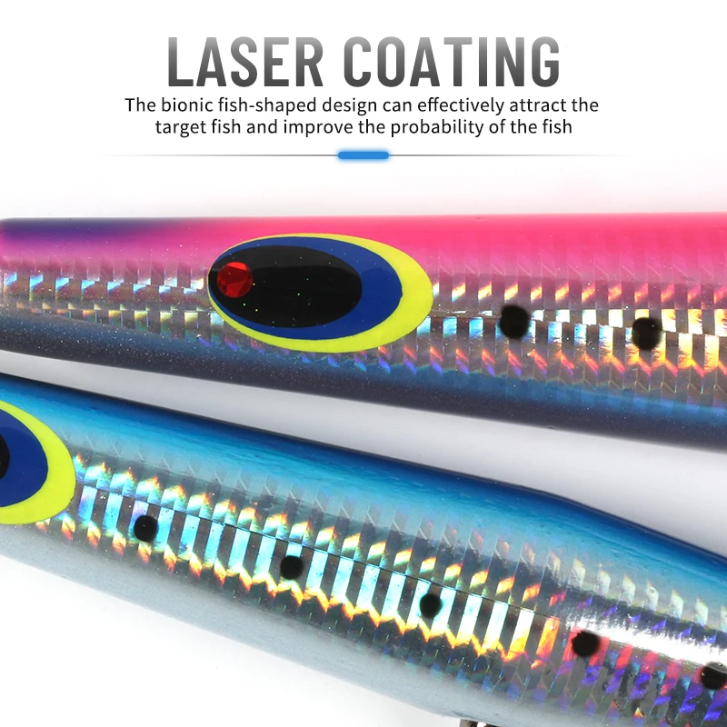 OBSESSION WD120 60g/21cm 75g/23cm gran juego Trolling madera GT Popper cebo de fundición larga señuelo de carpintero brillo de agua salada señuelos de madera - imagen 5