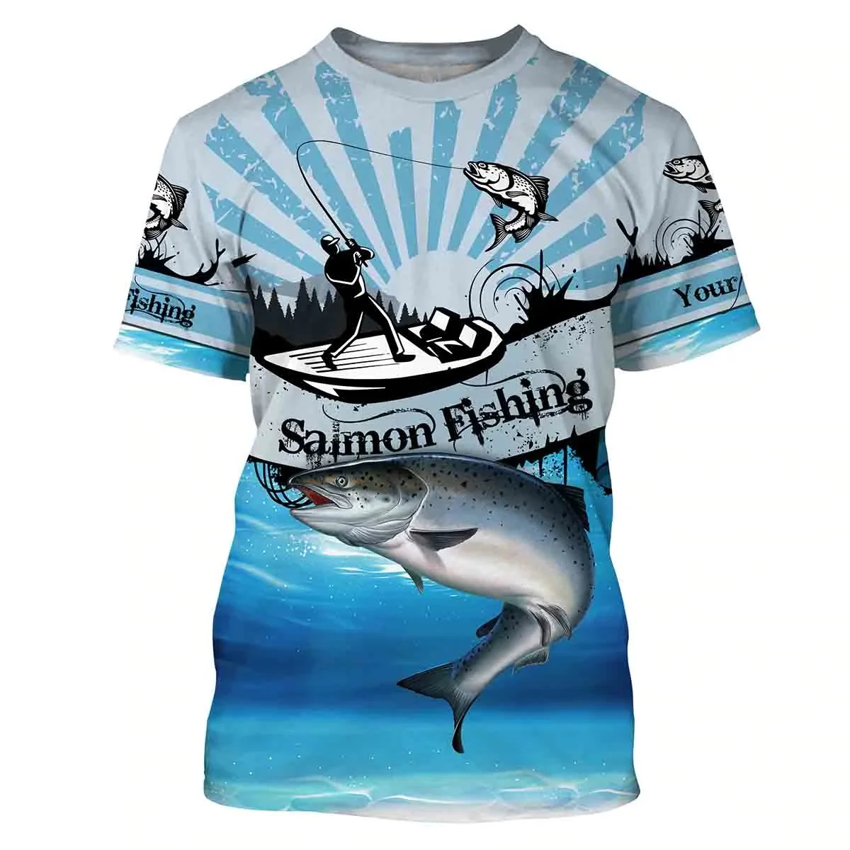 Camiseta de pesca de salmón para hombre, camisa de manga corta con nombre y equipo personalizados, estampado 3D en toda la prenda, informal, fresca, Unisex, TX264 - imagen 5