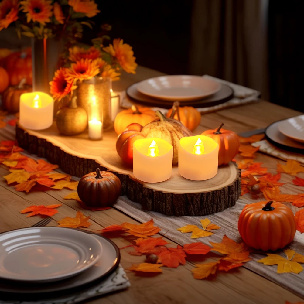Velas votivas sin llama con pilas, más de 200 horas, velas eléctricas Led parpadeantes para centros de mesa de Navidad y bodas - imagen 3