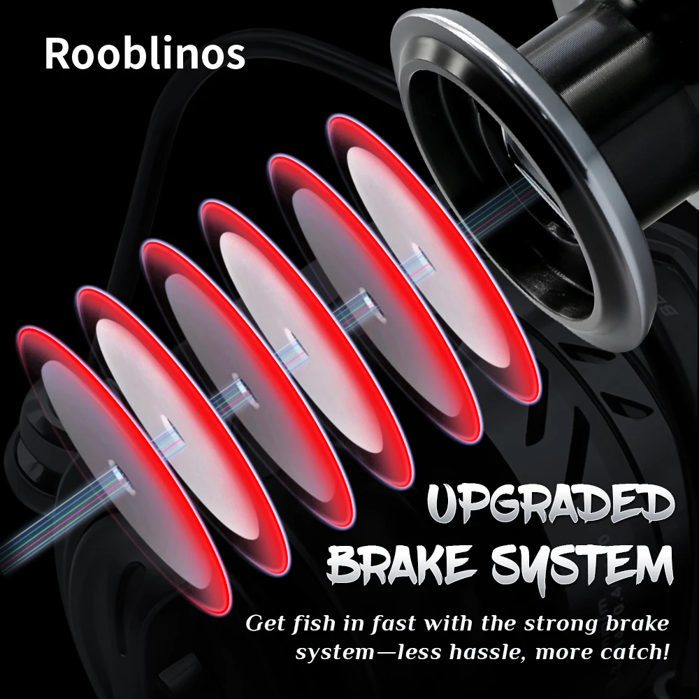 Carrete de pesca Rooblinos DF, carrete totalmente de Metal, arrastre máximo de 8KG, mango de acero inoxidable, carrete giratorio de agua dulce y salada - imagen 4