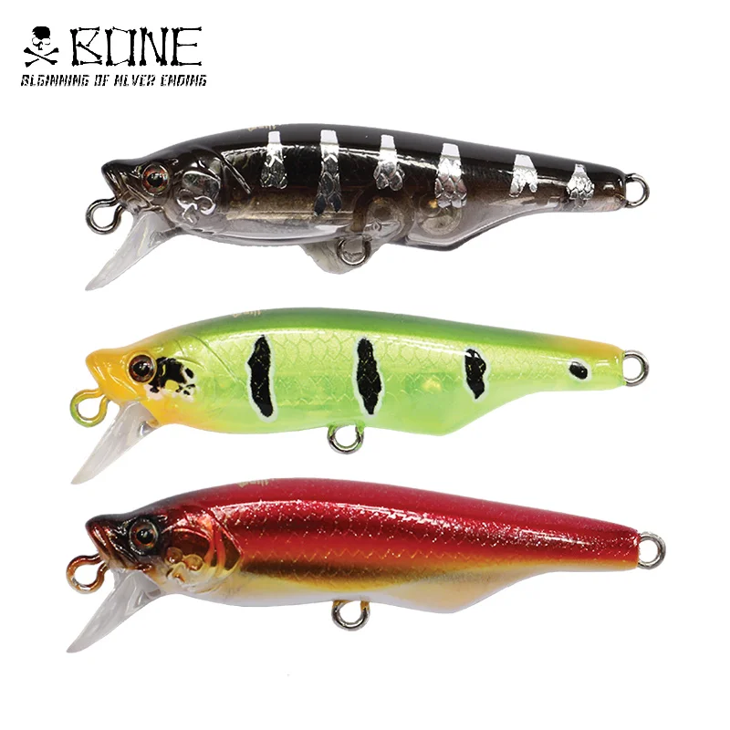 Hueso SKYGAZER MINNOW 60S 60mm 8g hundimiento largo lanzamiento 45-55M tiro señuelo cebo ancho Wobble Señuelos de Pesca para Artificial - imagen 3