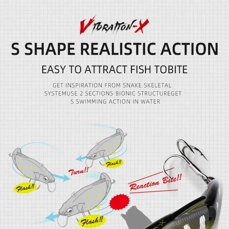 Vatalion-señuelo de pesca flotante, Crankbait sin labios, cebo duro Artificial, Wobblers de vibración VIB articulados, pesca de trucha y lubina, Swimbait - imagen 4